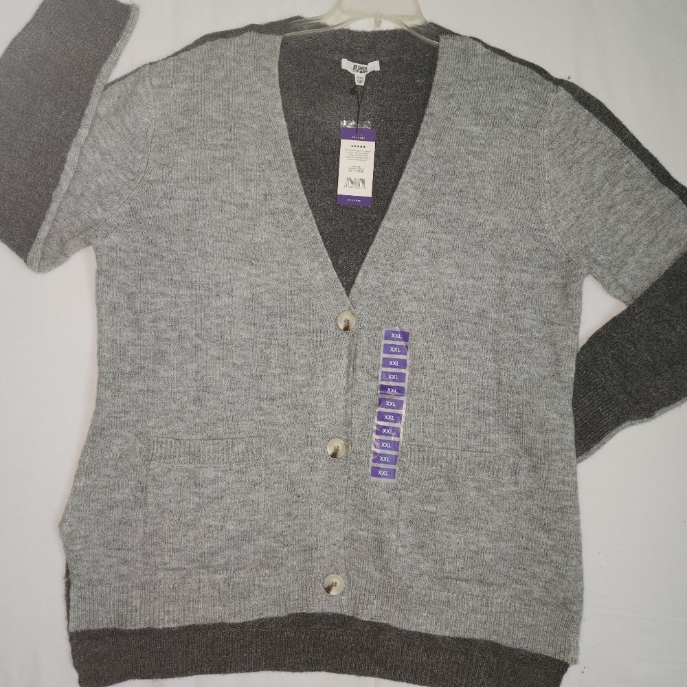 BB Dakota XXL button up Gray Sweater NWT